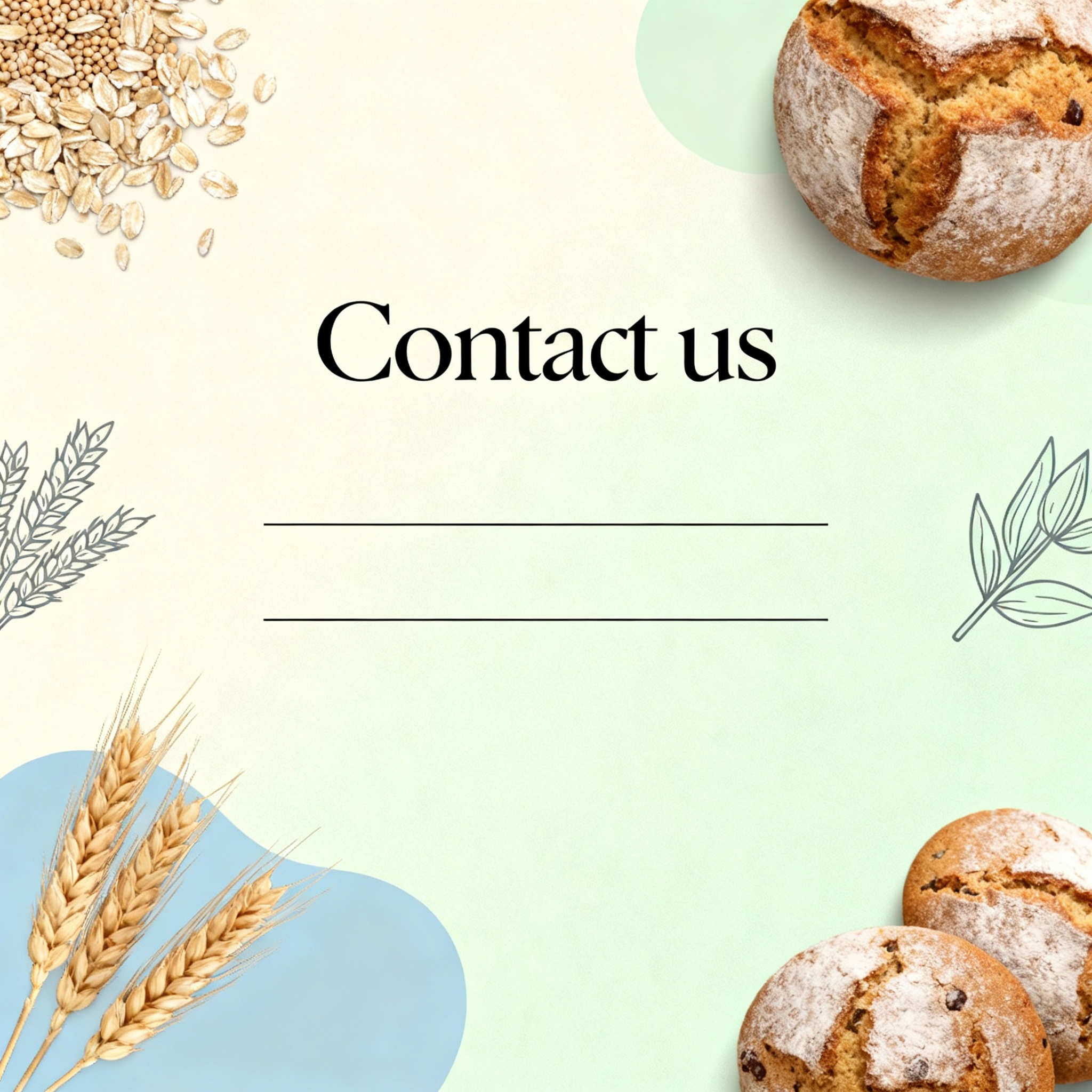 Minimalist Contact Us page background with wheatless recipe theme