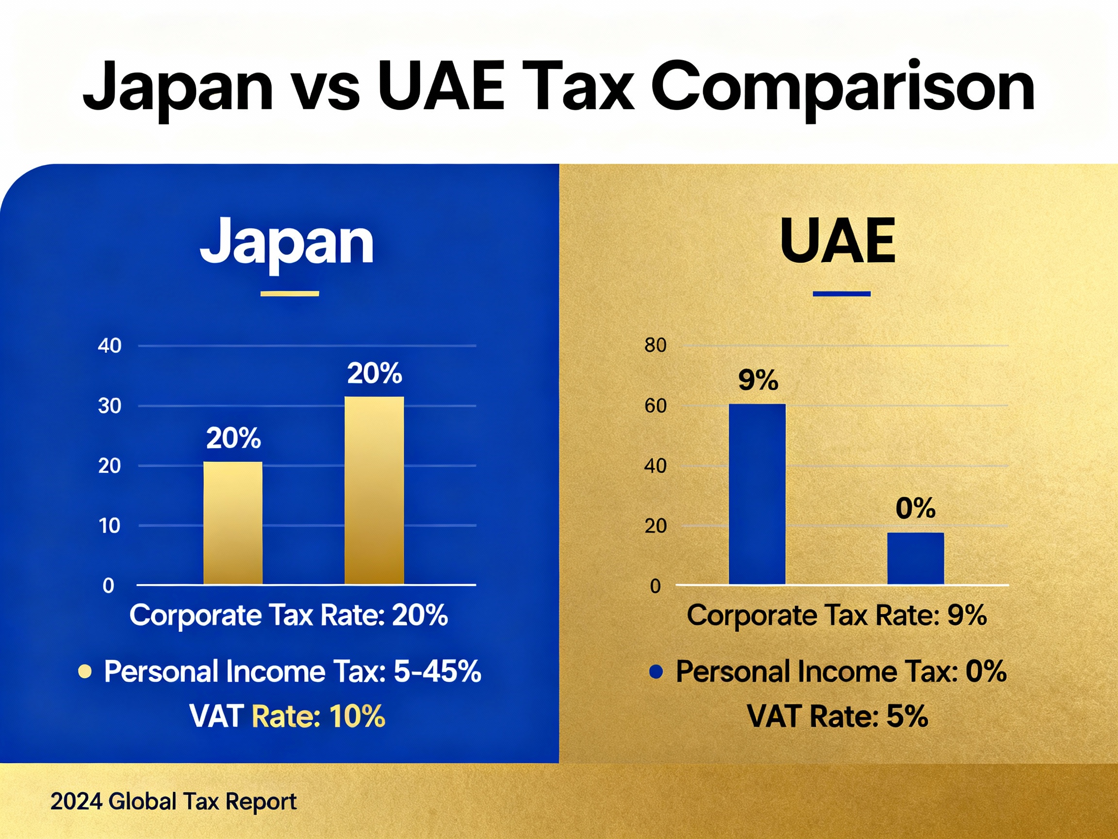 日本とUAEの税制比較のイメージ