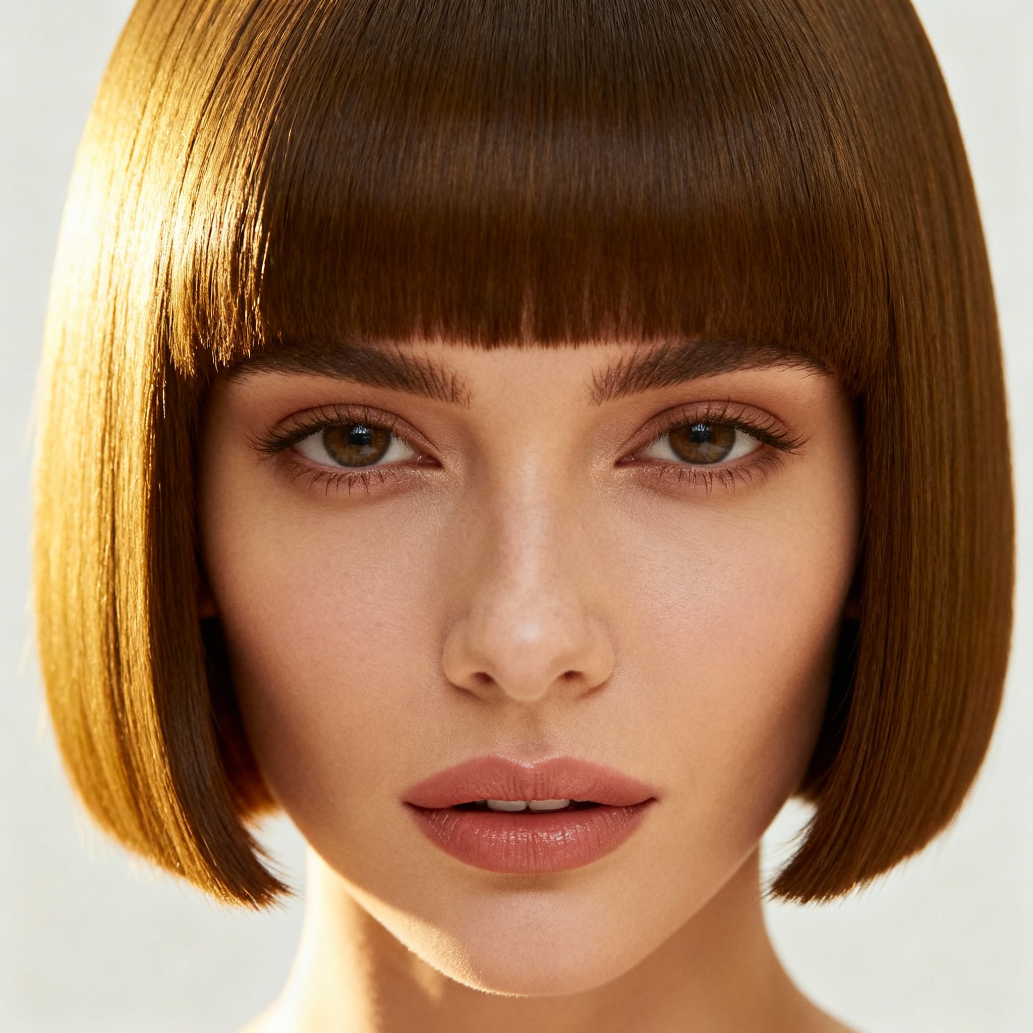 Kobieta z francuskim bobem na wysokości brody