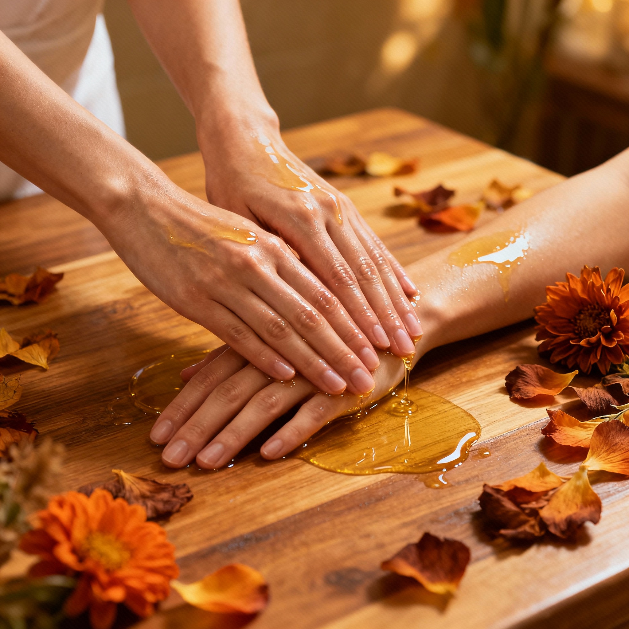 Masaż dłoni z użyciem naturalnych olejów