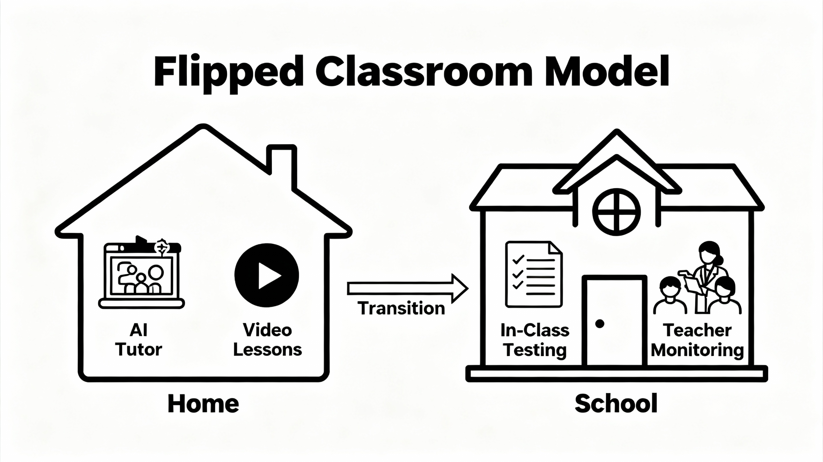 Visual flowchart of the flipped classroom model for AI education