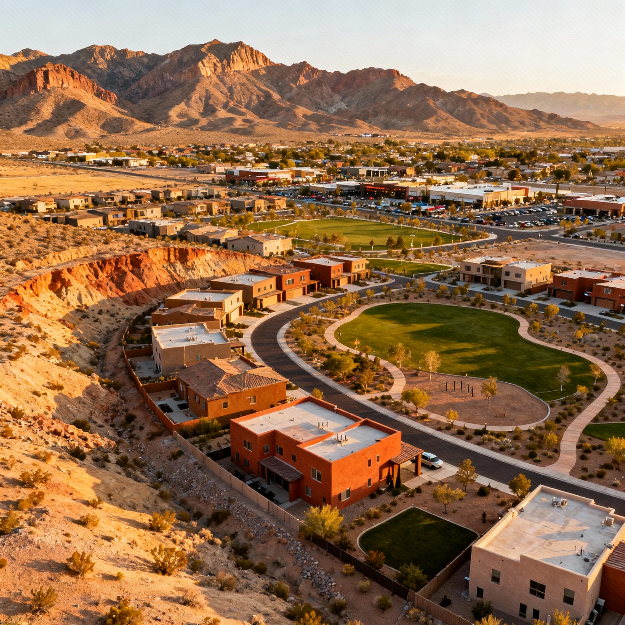 Enterprise Nevada master-planned suburban community showcasing balanced lifestyle with desert mountain views