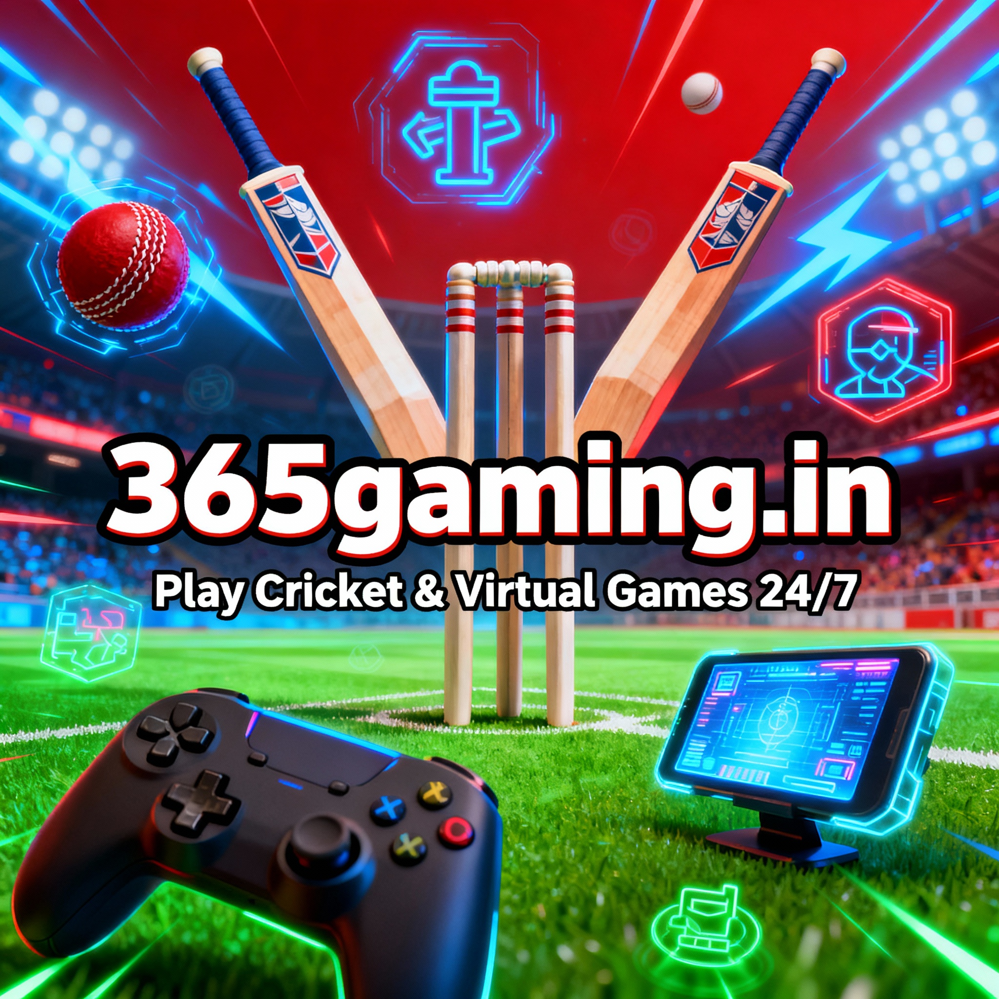 Dynamic sport gaming ad poster for 365gaming.in