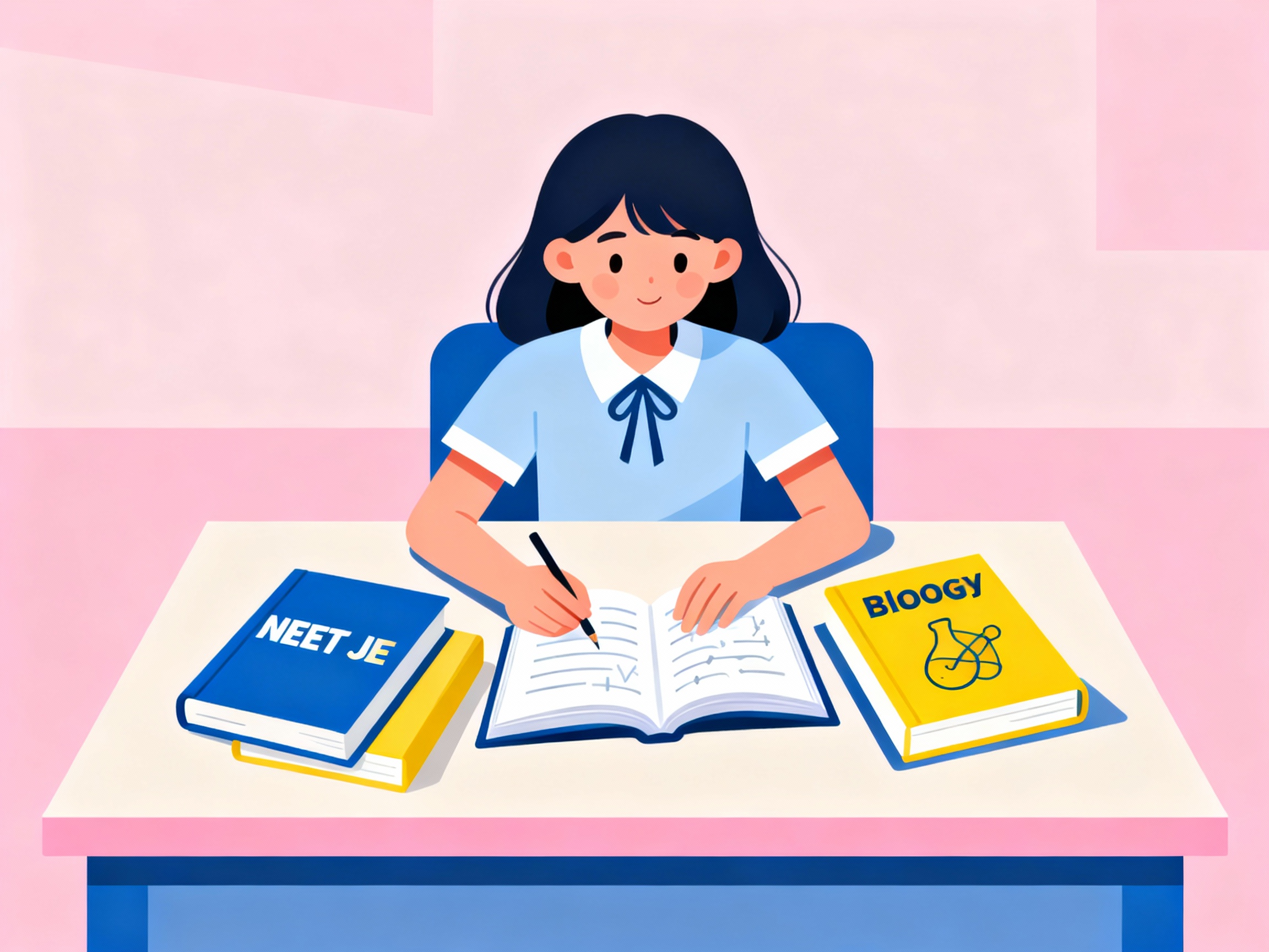 Nirjara studying for NEET and JEE exams