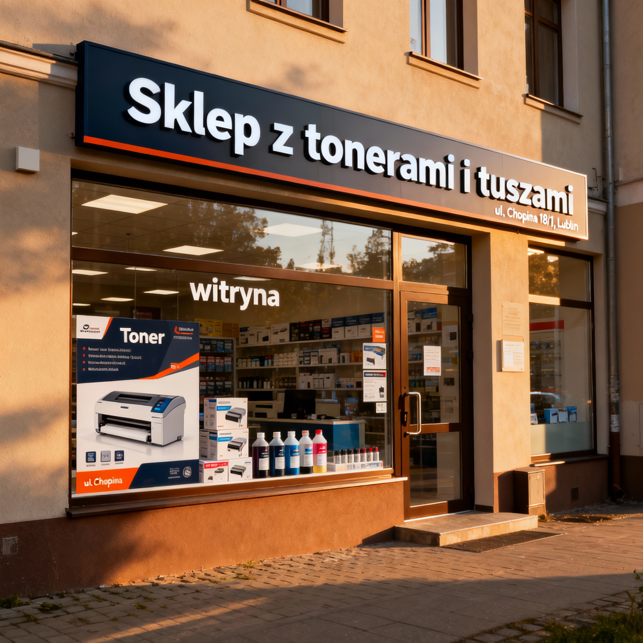 Sklep Toner Service Lublin z witryną na ul. Chopina