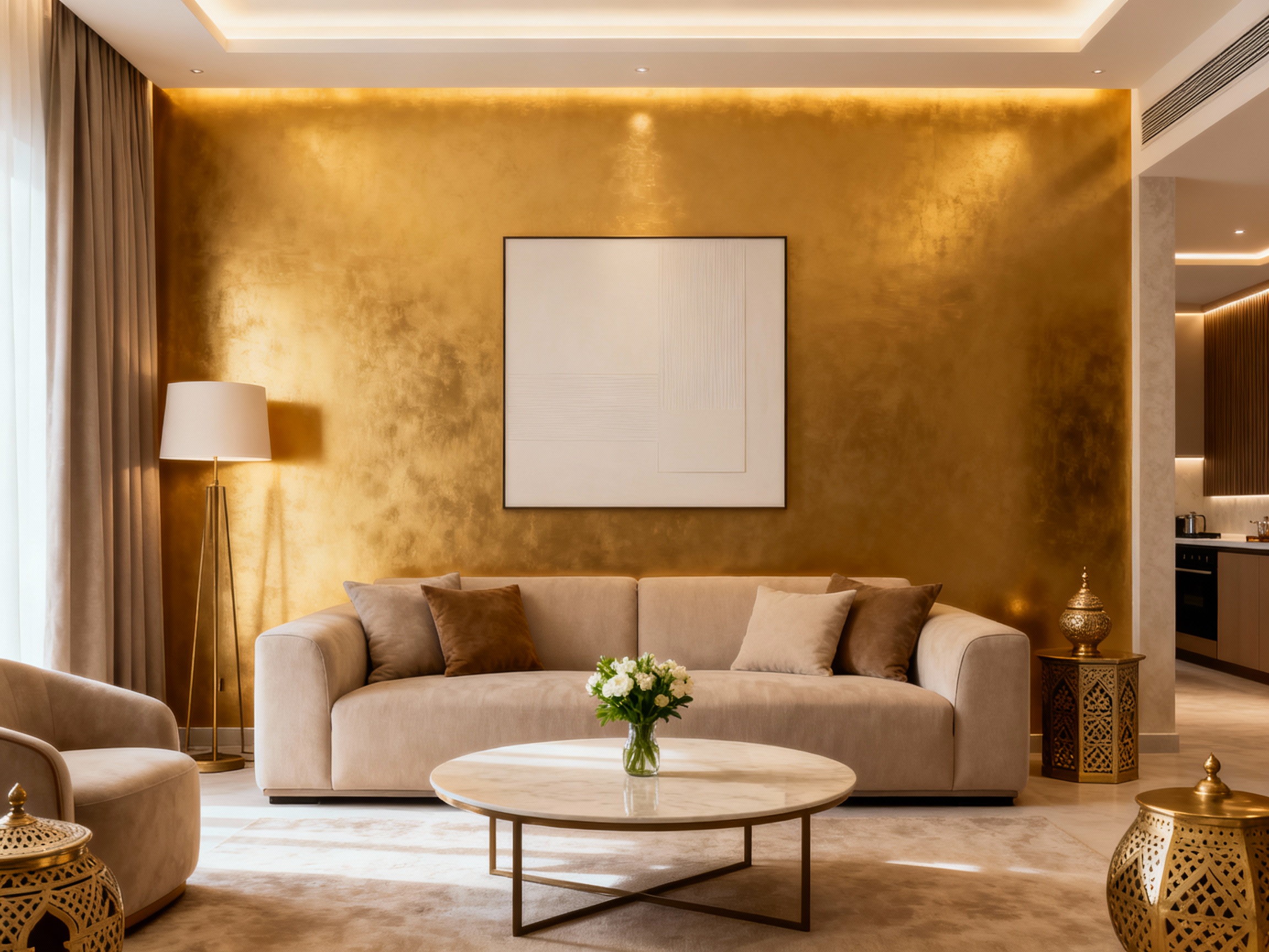 Salon moderne pour location courte durée meublée Rabat Agdal sur Airbnb