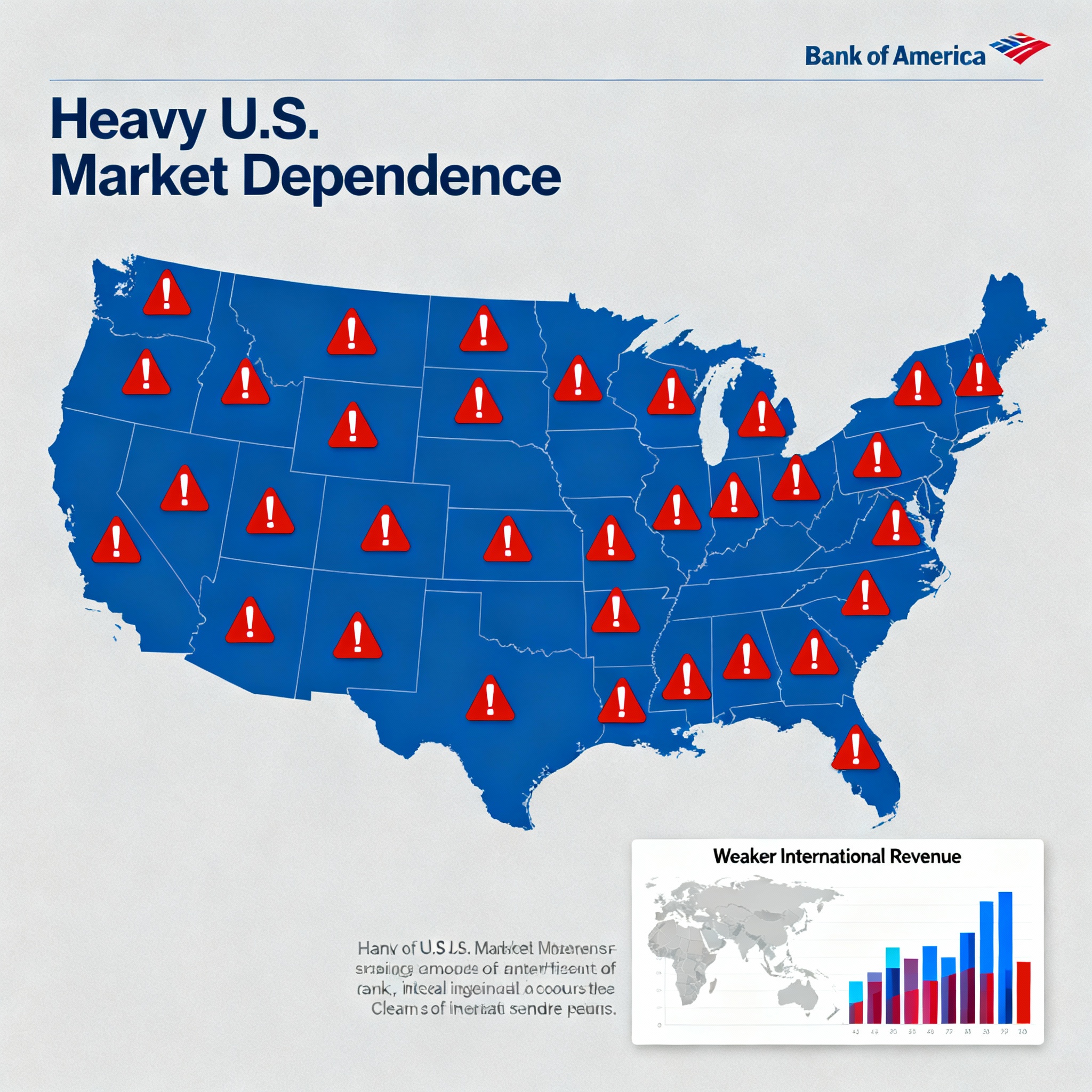 U.S. market concentration and international revenue imbalance for Bank of America.