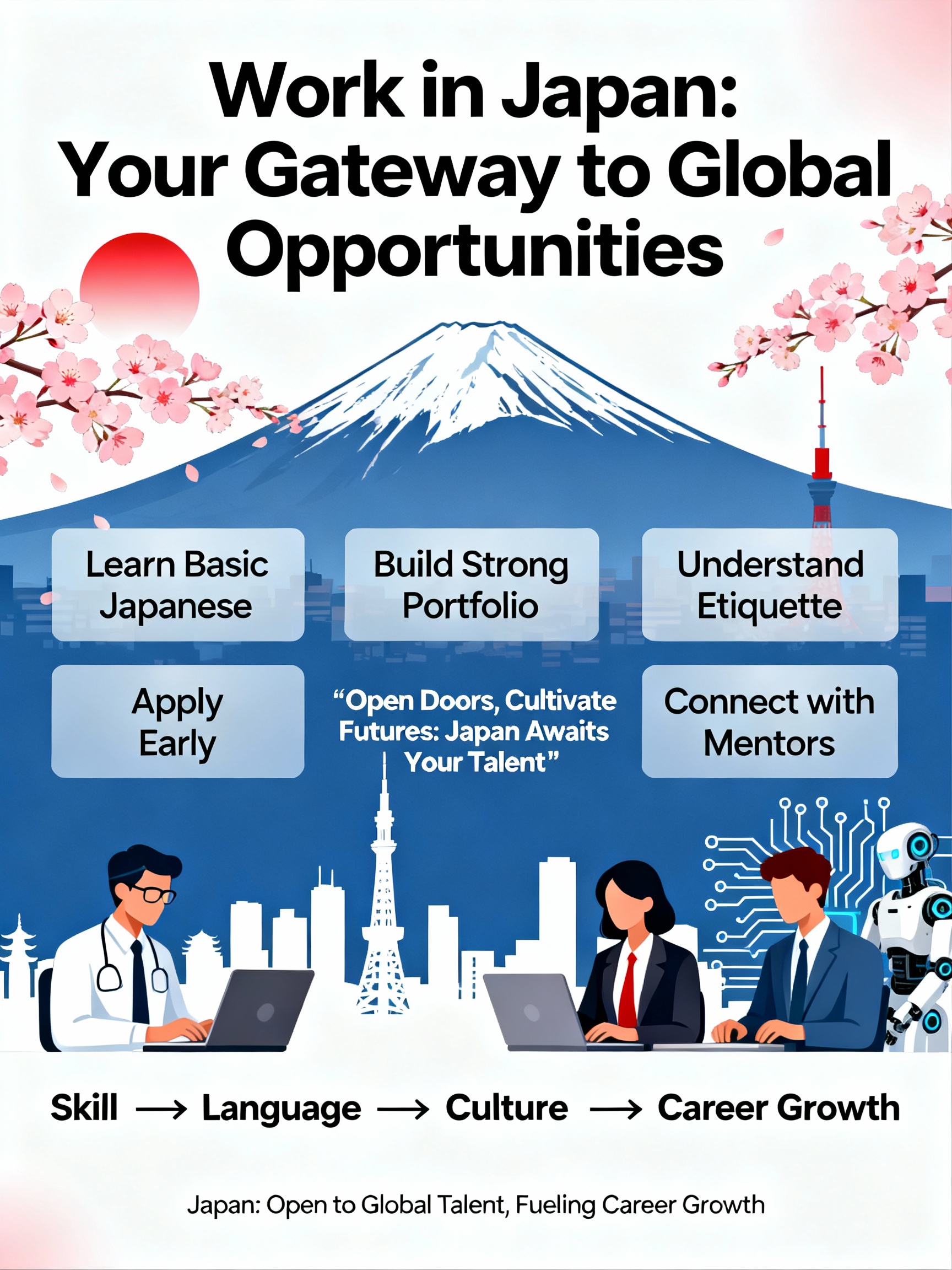 Professional Poster with Correct Spelling: Work in Japan