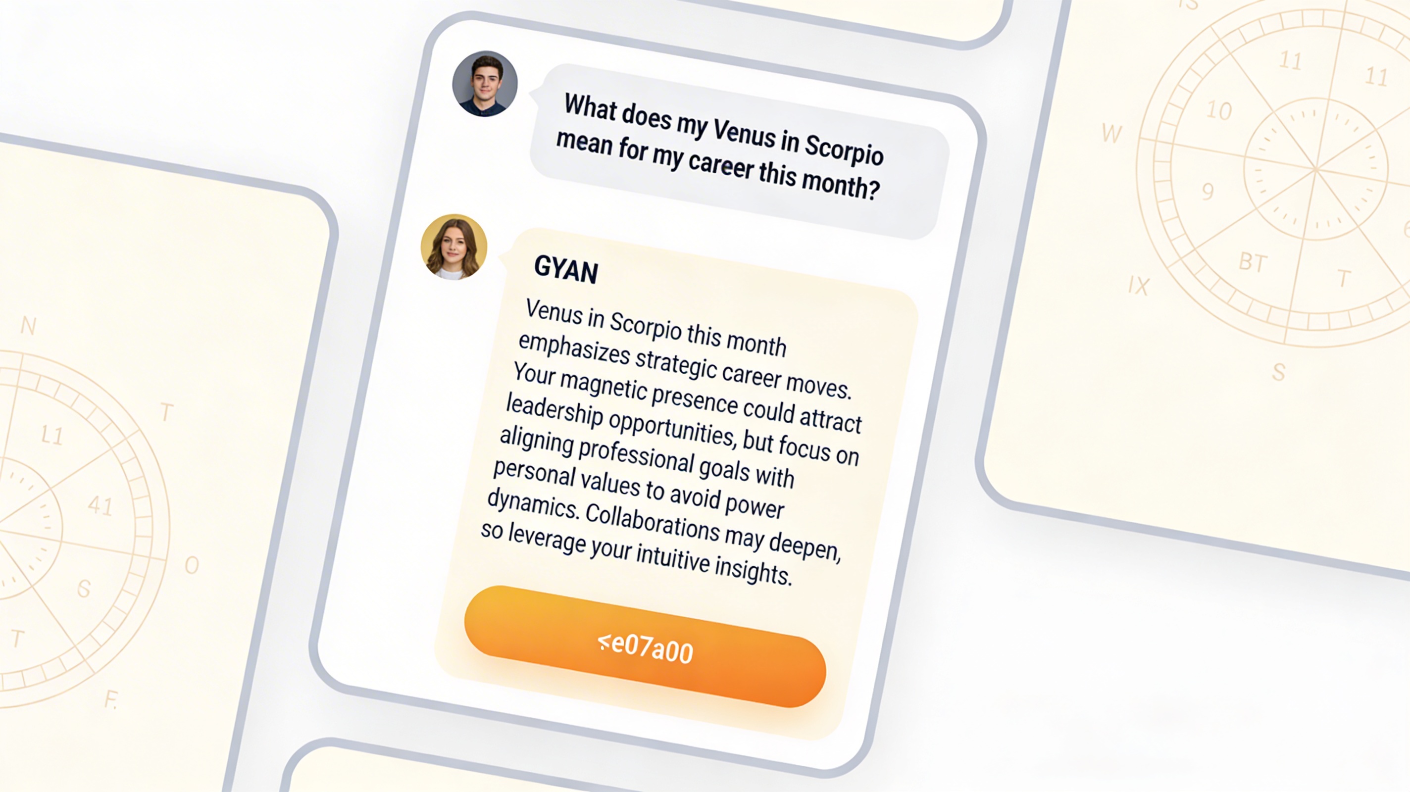 GYAN AI astrology chatbot interface — personalized horoscope conversation