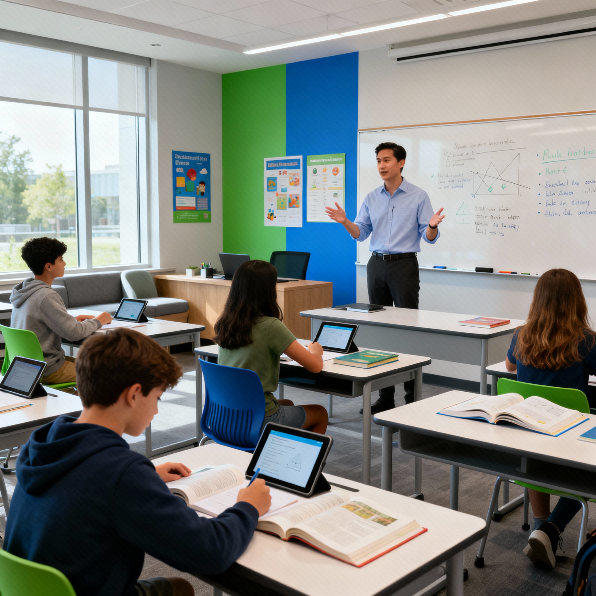 Professional tutoring session in modern classroom setting