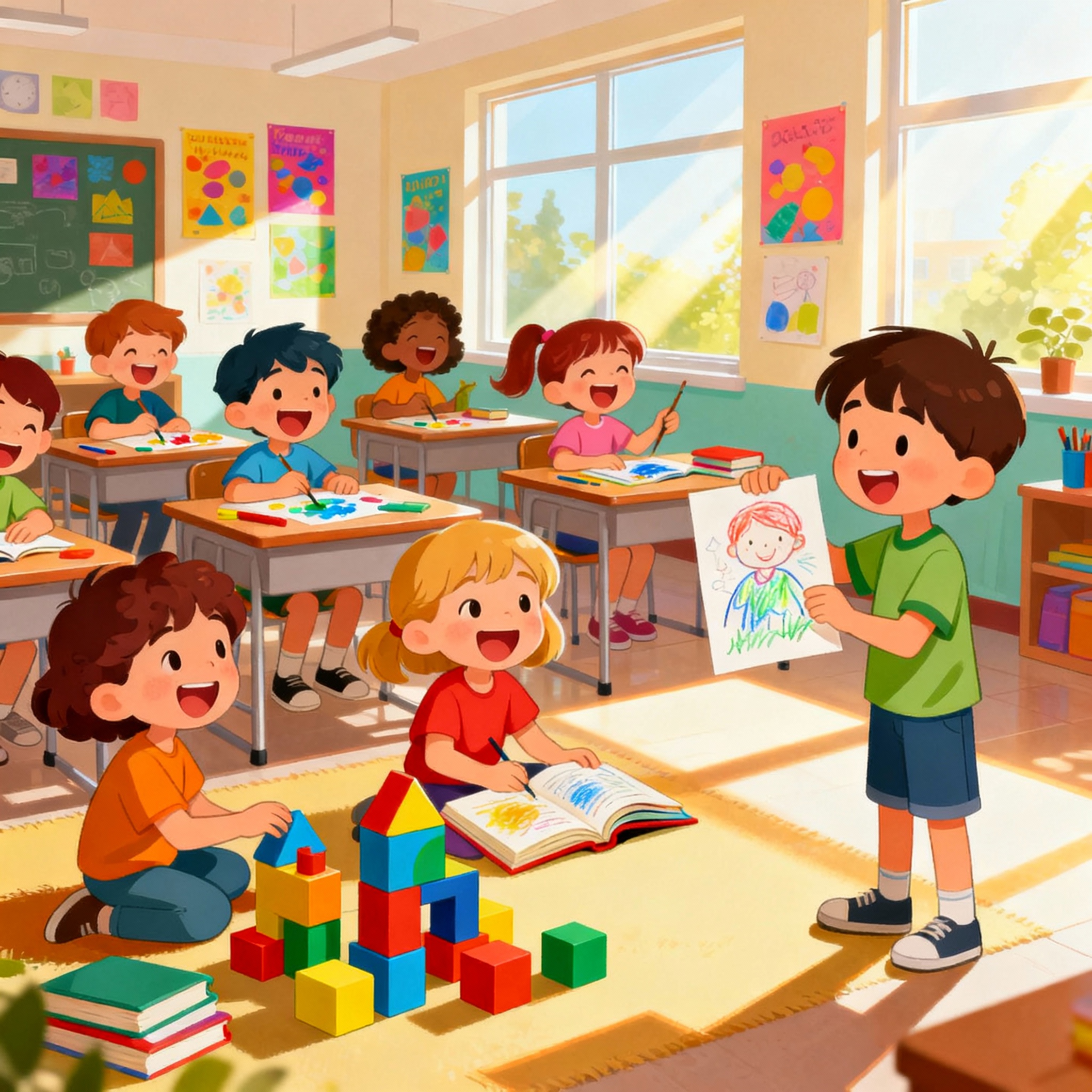Funny children activities in classroom