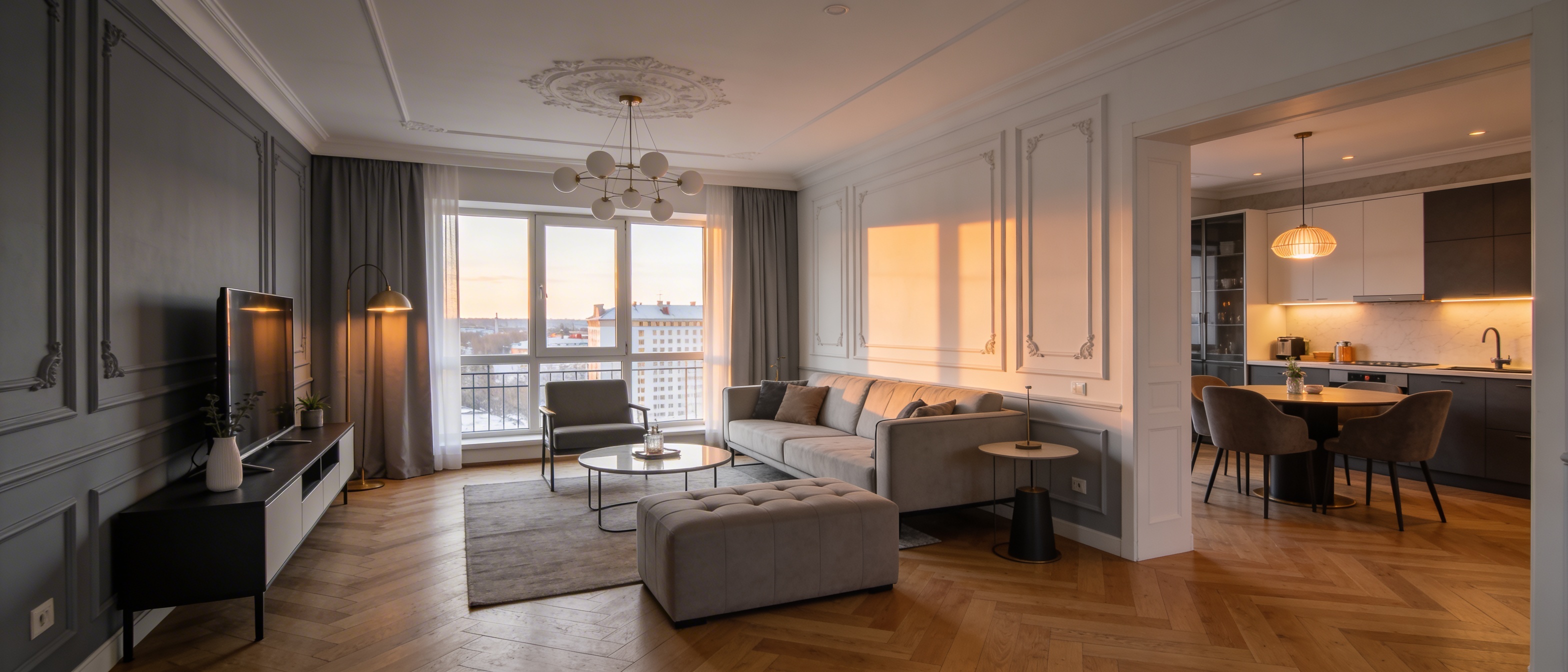 Гостиная после ремонта под ключ