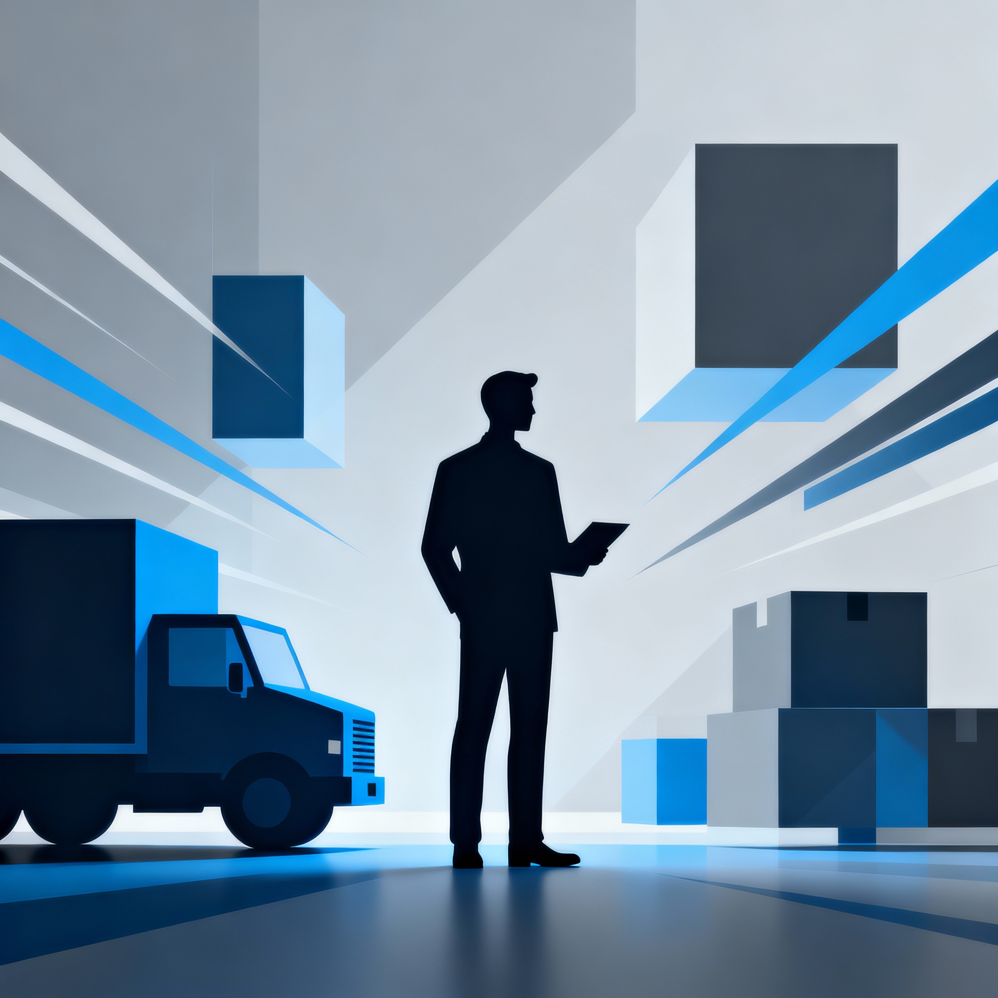 Logistics abstract with broker silhouette