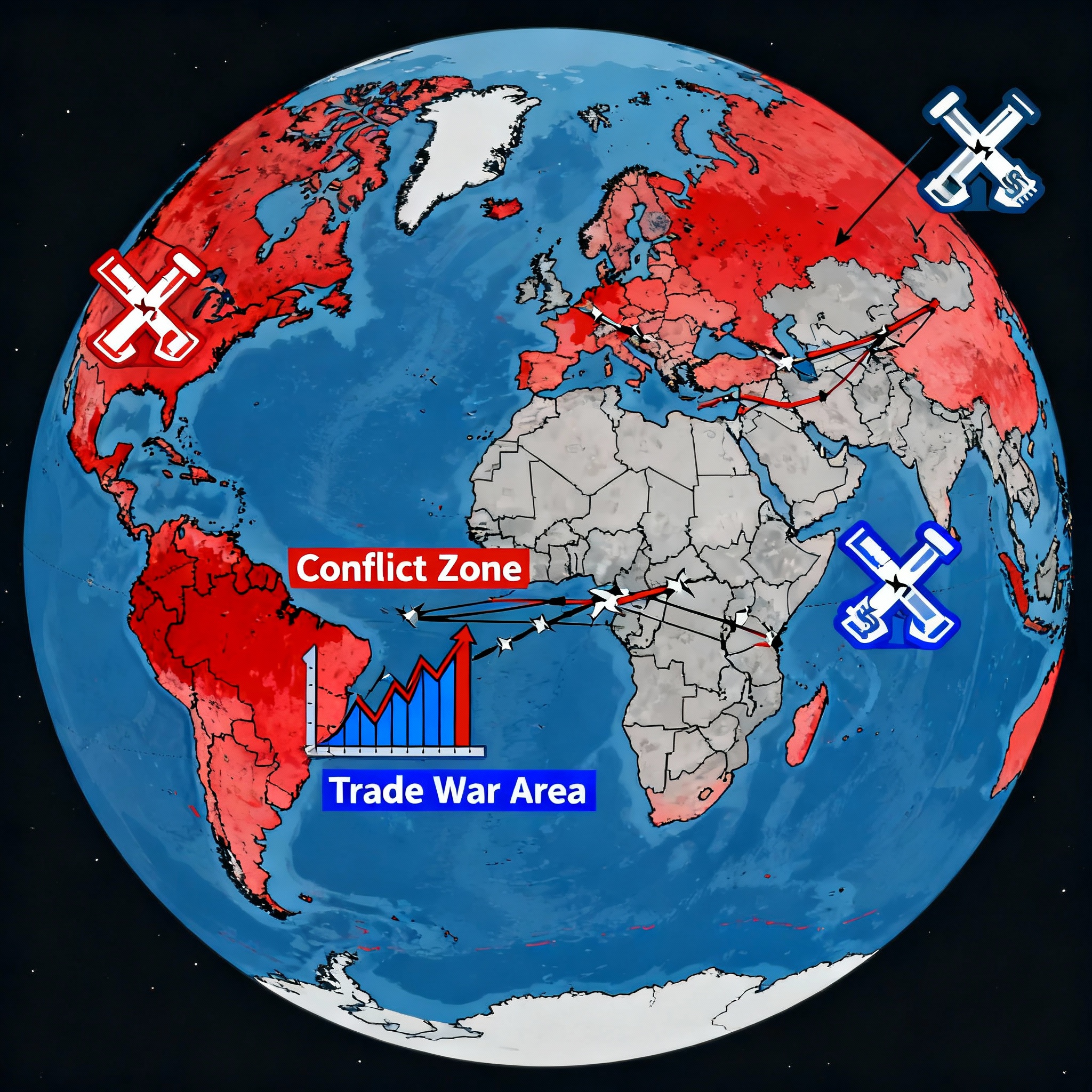 Global geopolitical risks escalating trade tensions and regional conflicts in 2025