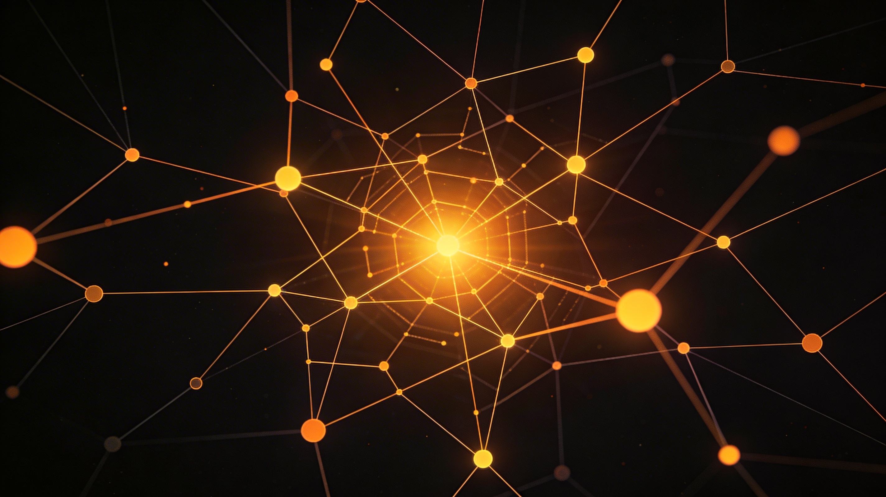 AI neural network orange gold visualization