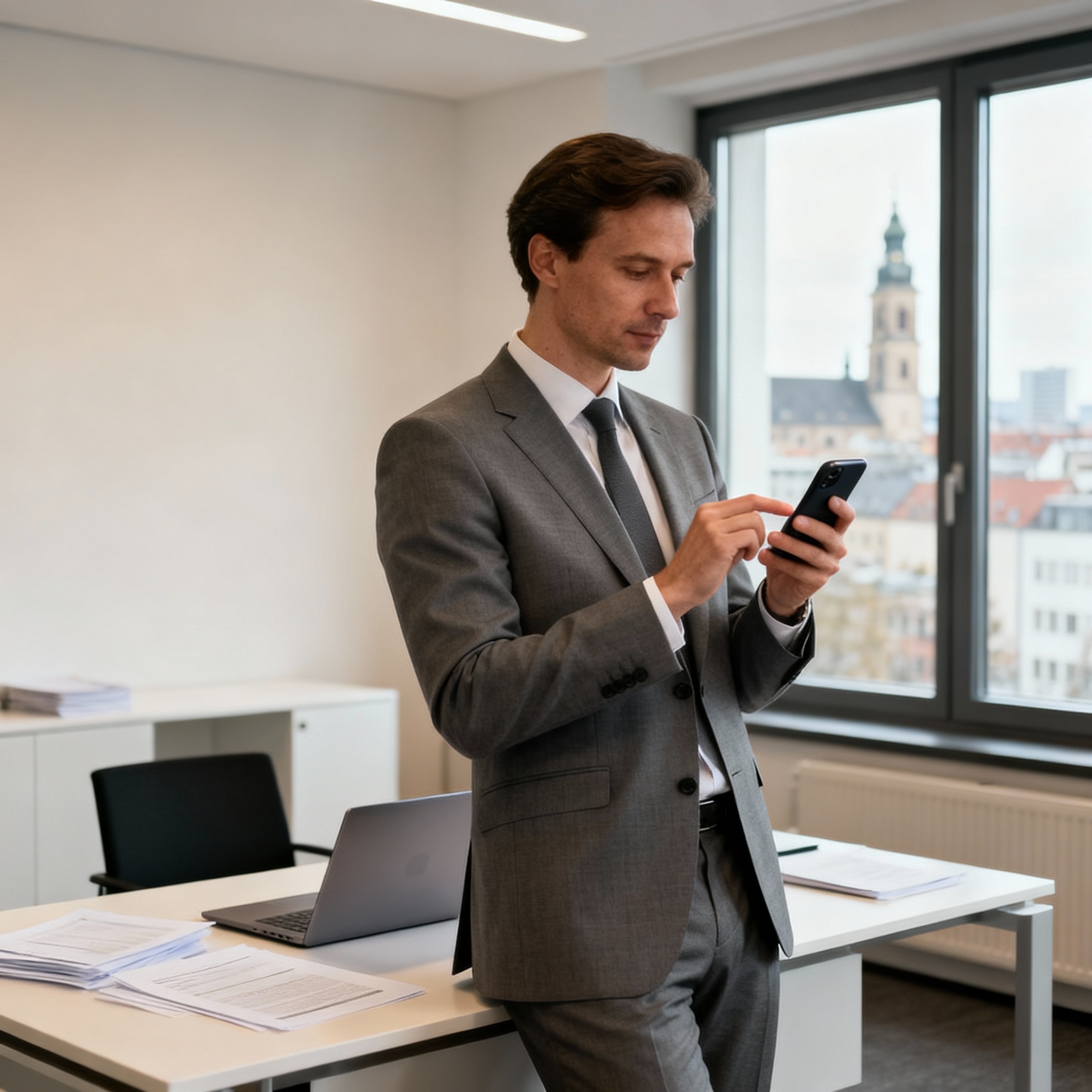 Geschäftsmann nutzt eSIM mobiles Internet