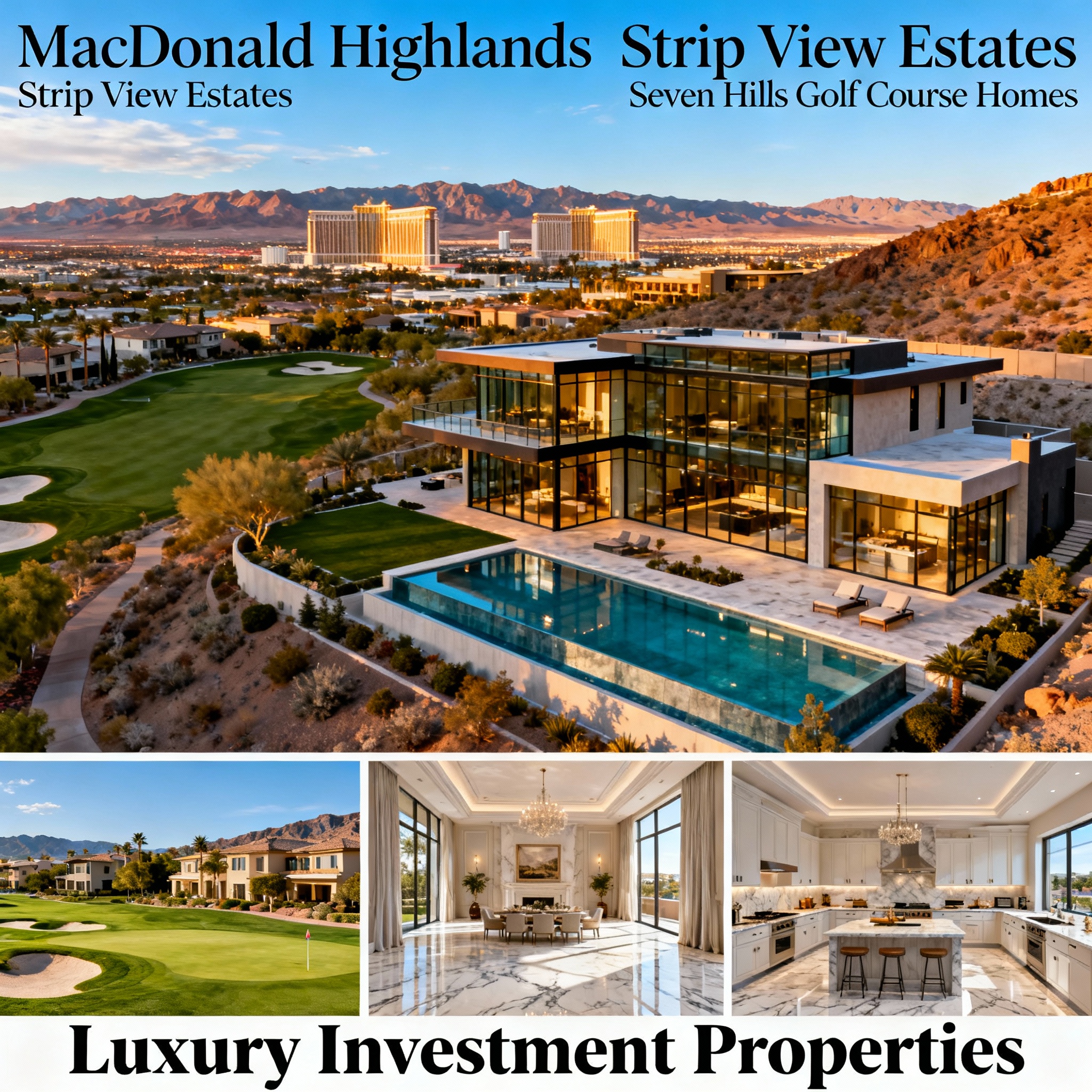Henderson Nevada luxury real estate investment MacDonald Highlands Seven Hills luxury homes Strip views golf course properties investment opportunities