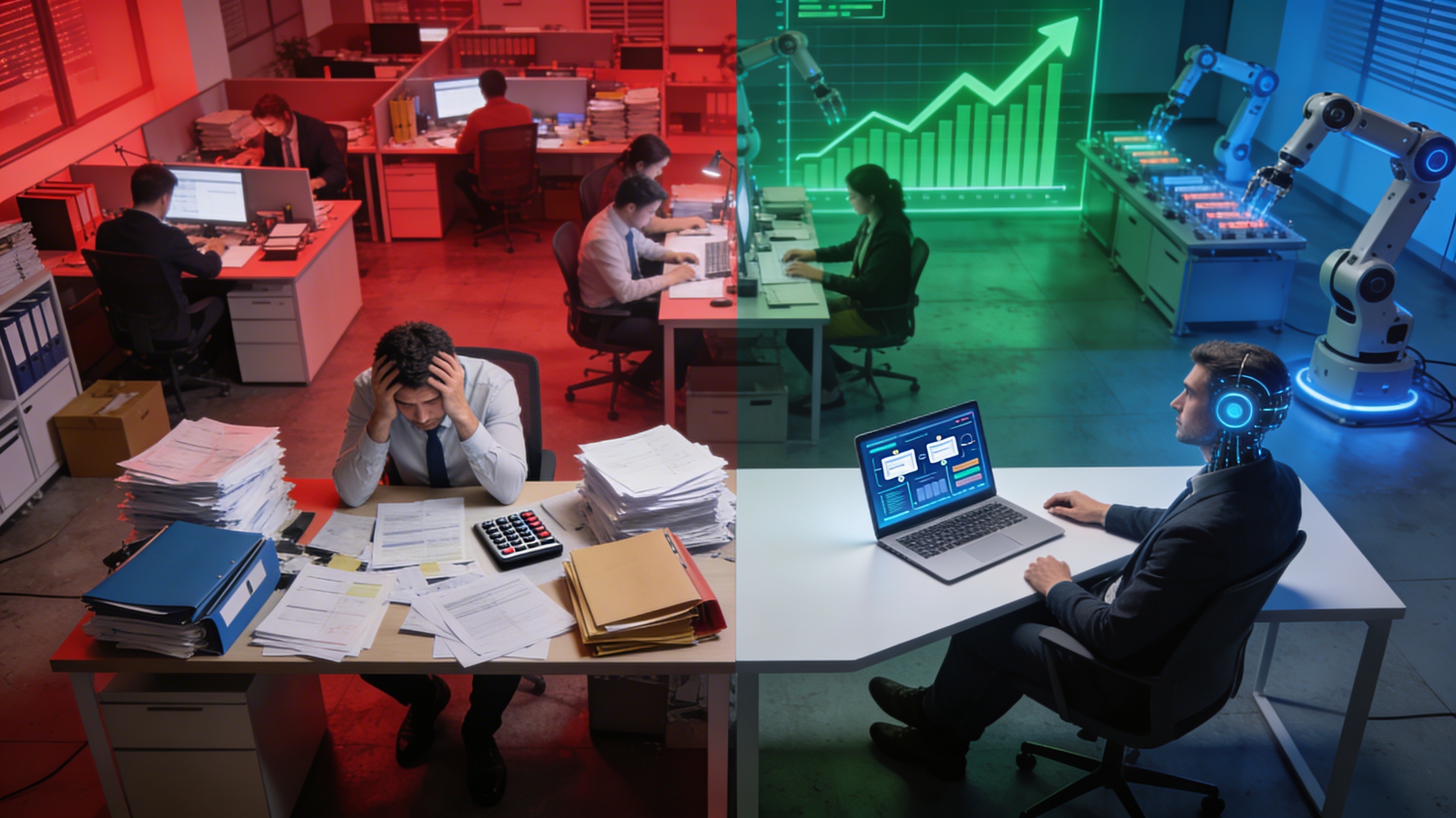 Small Business AI Automation Transformation - Before Manual Operations vs After AI Implementation