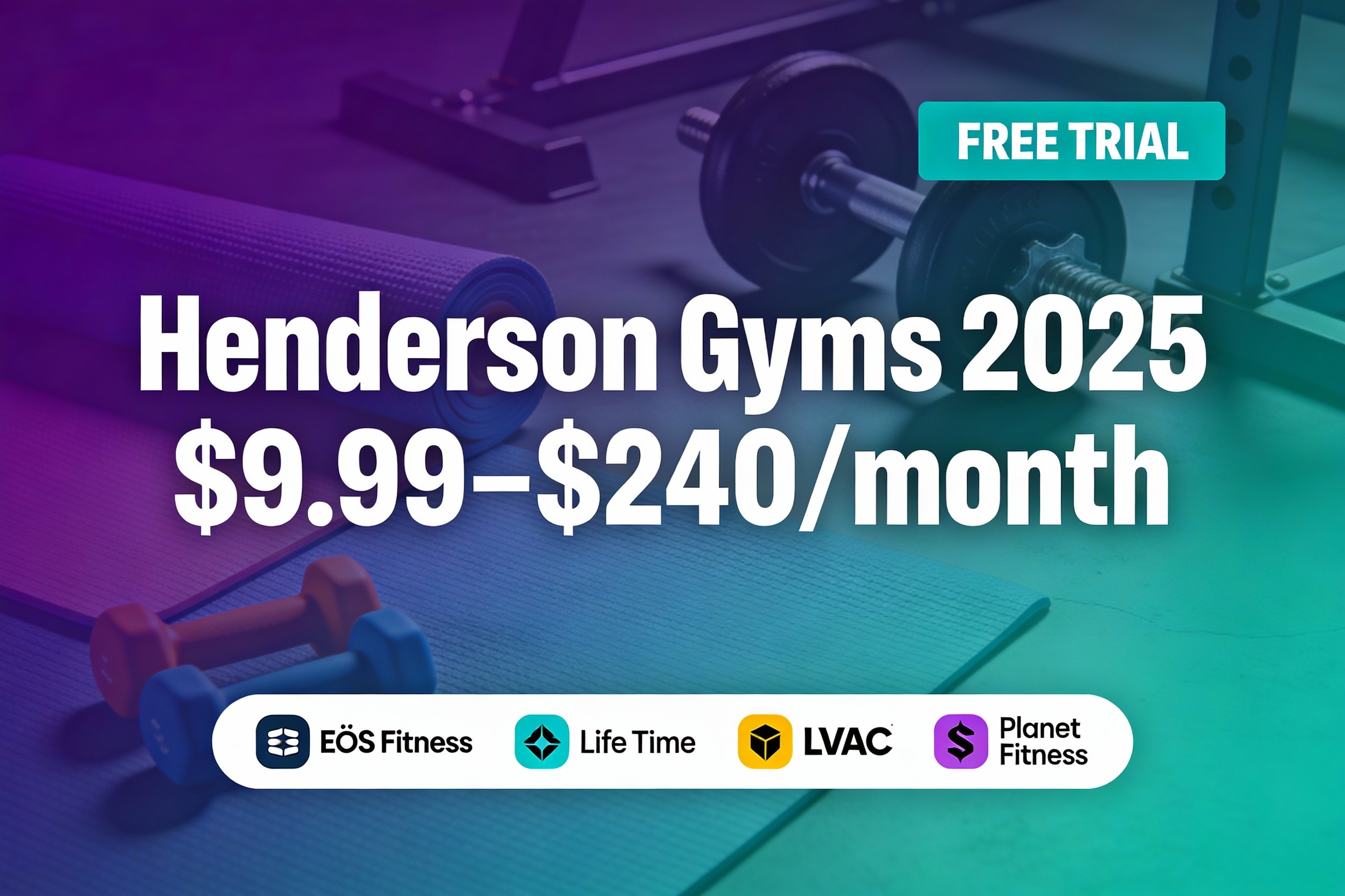 Henderson Nevada modern gym interior featuring cardio equipment and free weights with desert mountain views through large windows