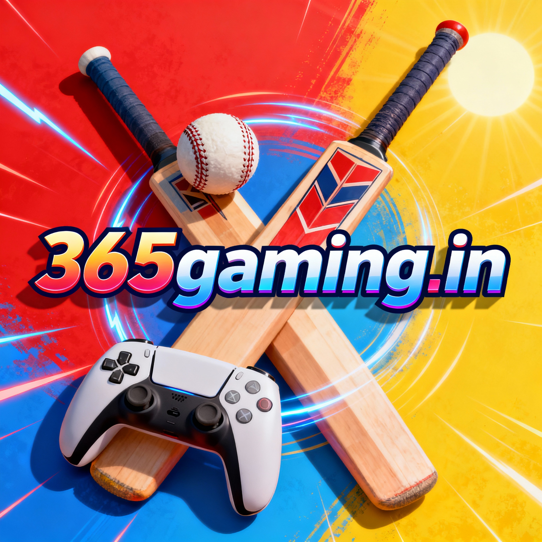 Sporty gaming ad poster with 365gaming.in in center