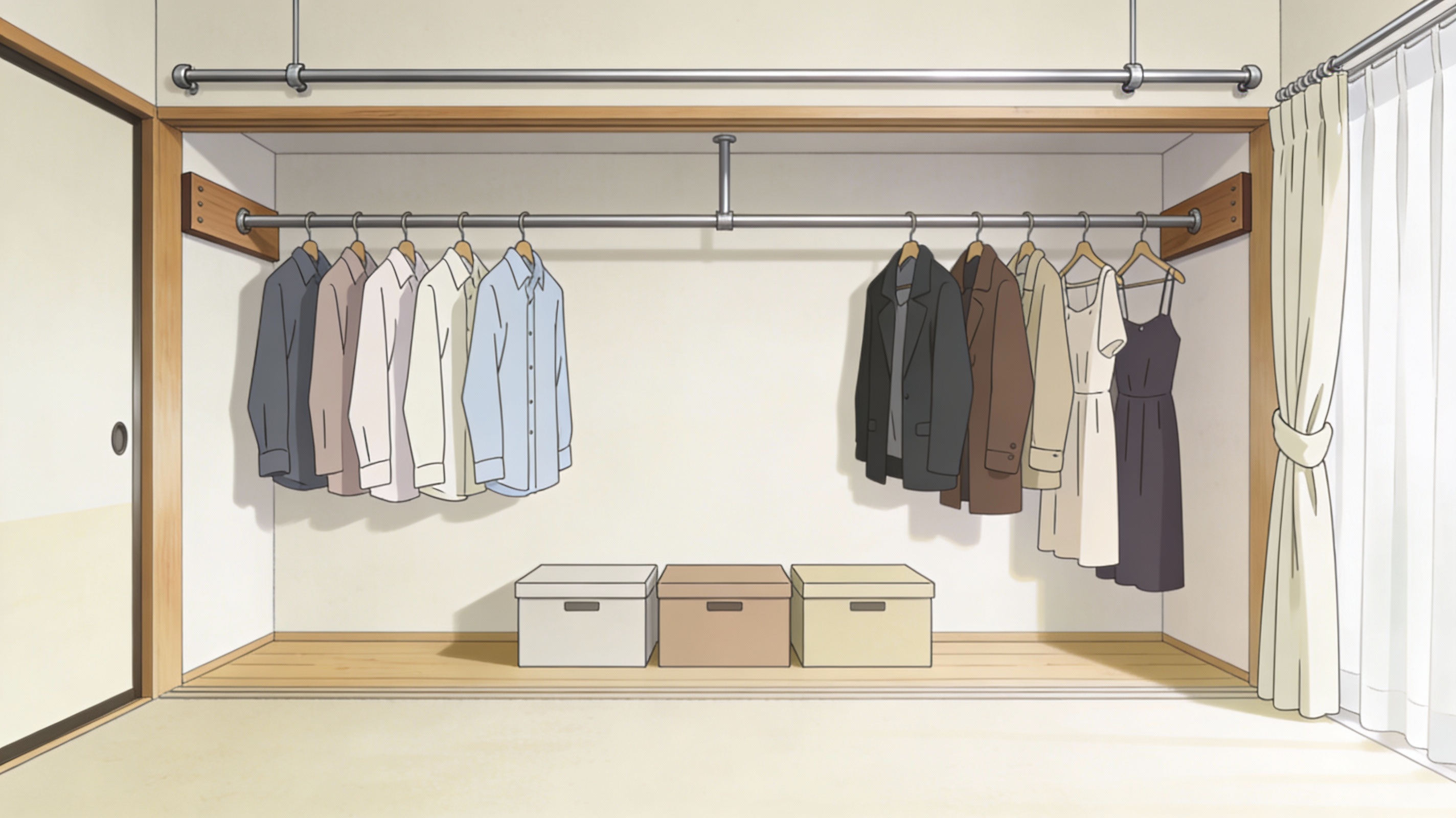 押入れを活かした簡易クローゼット化