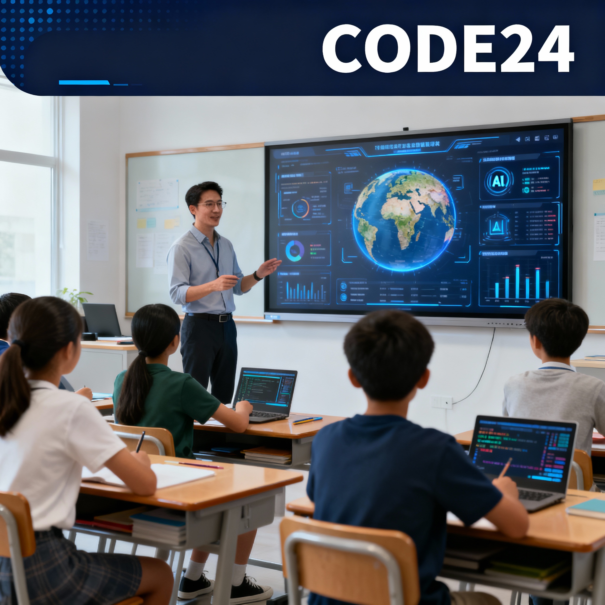 AI dashboard in classroom, CODE24