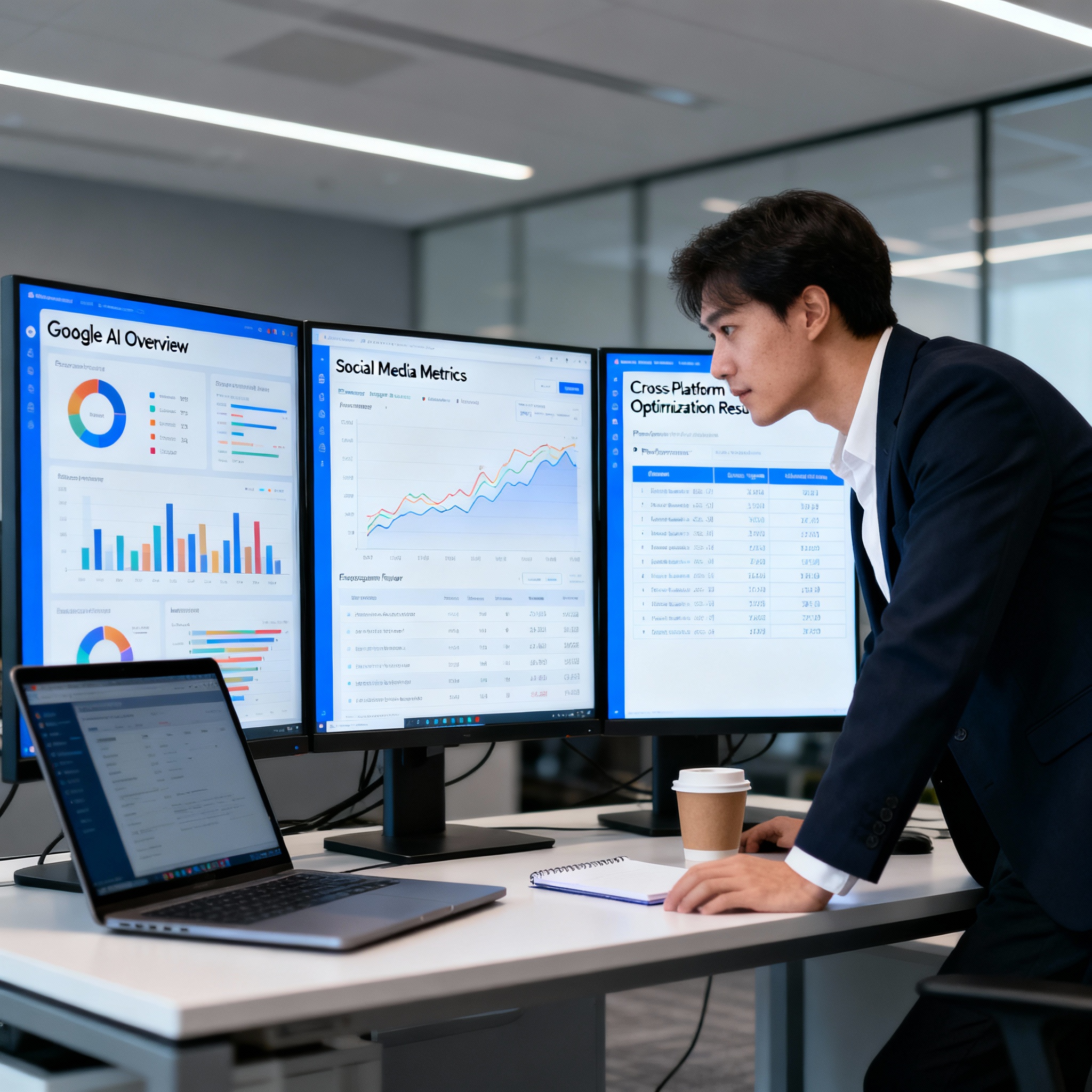 SEO specialista analyzující data z různých platforem