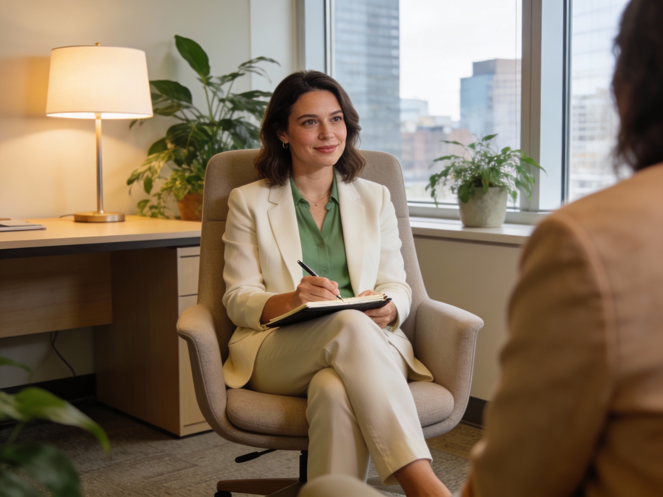 Psicólogo profissional em consultório moderno oferecendo atendimento especializado - M.CO Consultórios