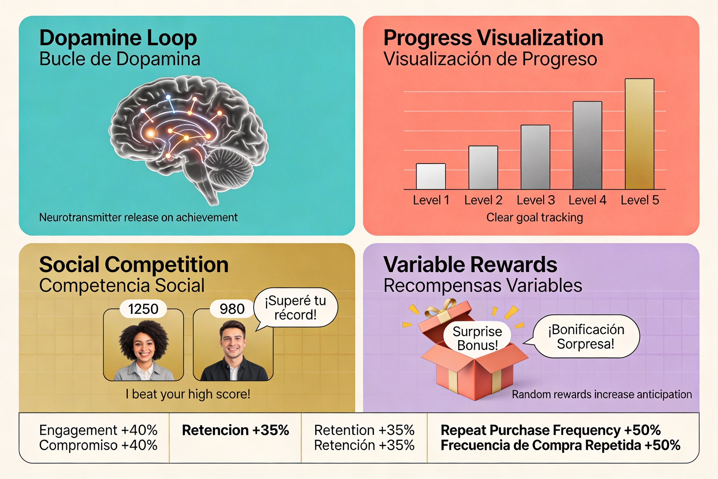 Psicología de la gamificación: Dopamina, progreso y competición