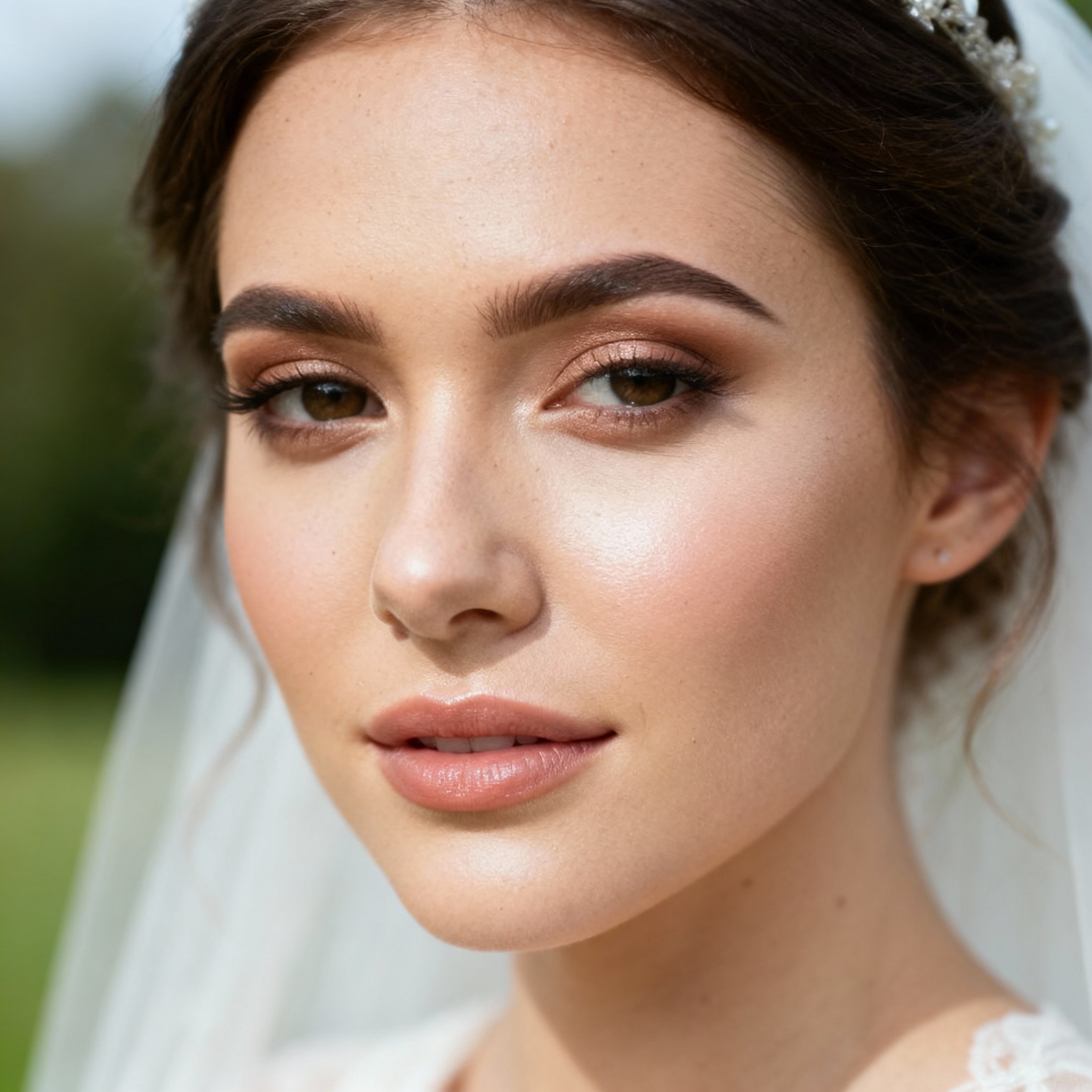 Soft glow bridal skin with sheer, radiant finish