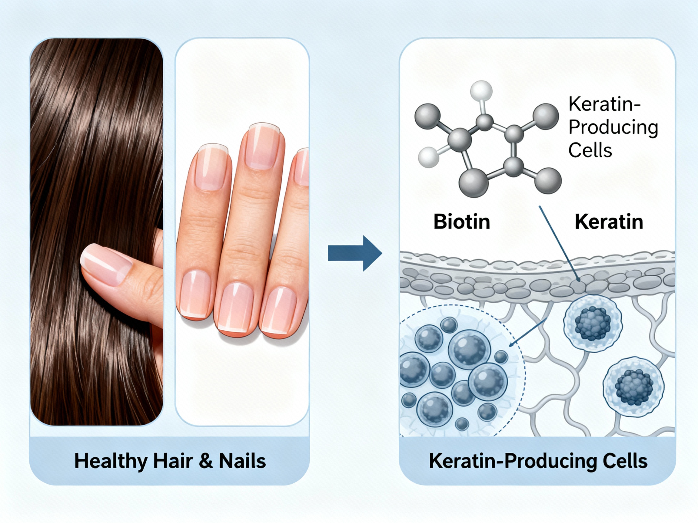 Impact biotine cheveux ongles peau