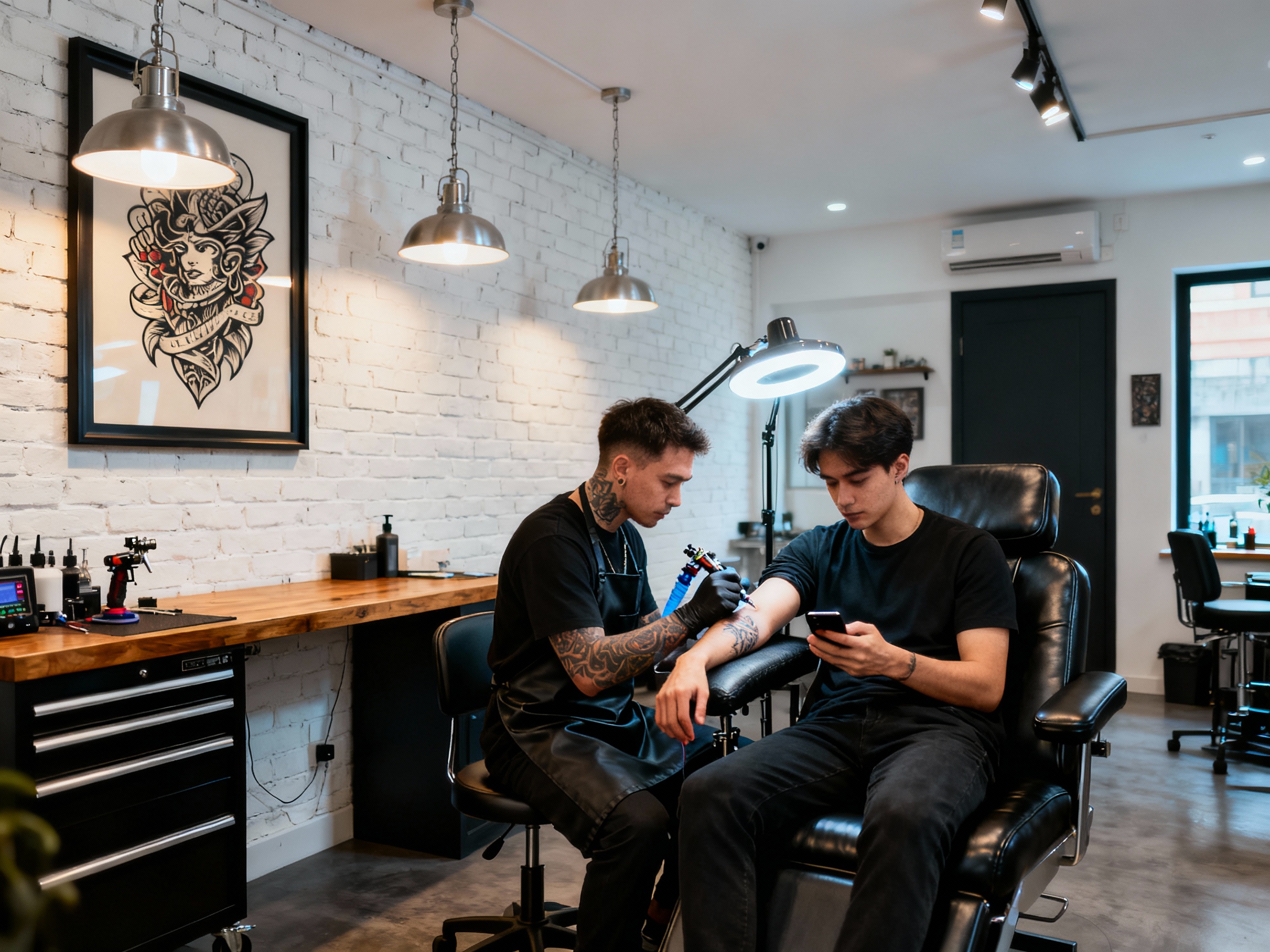 Professional tattoo shop interior