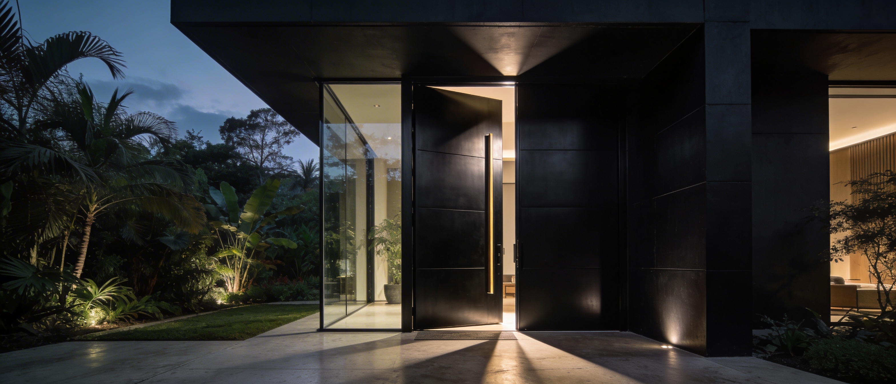 Puerta de entrada de aluminio negro