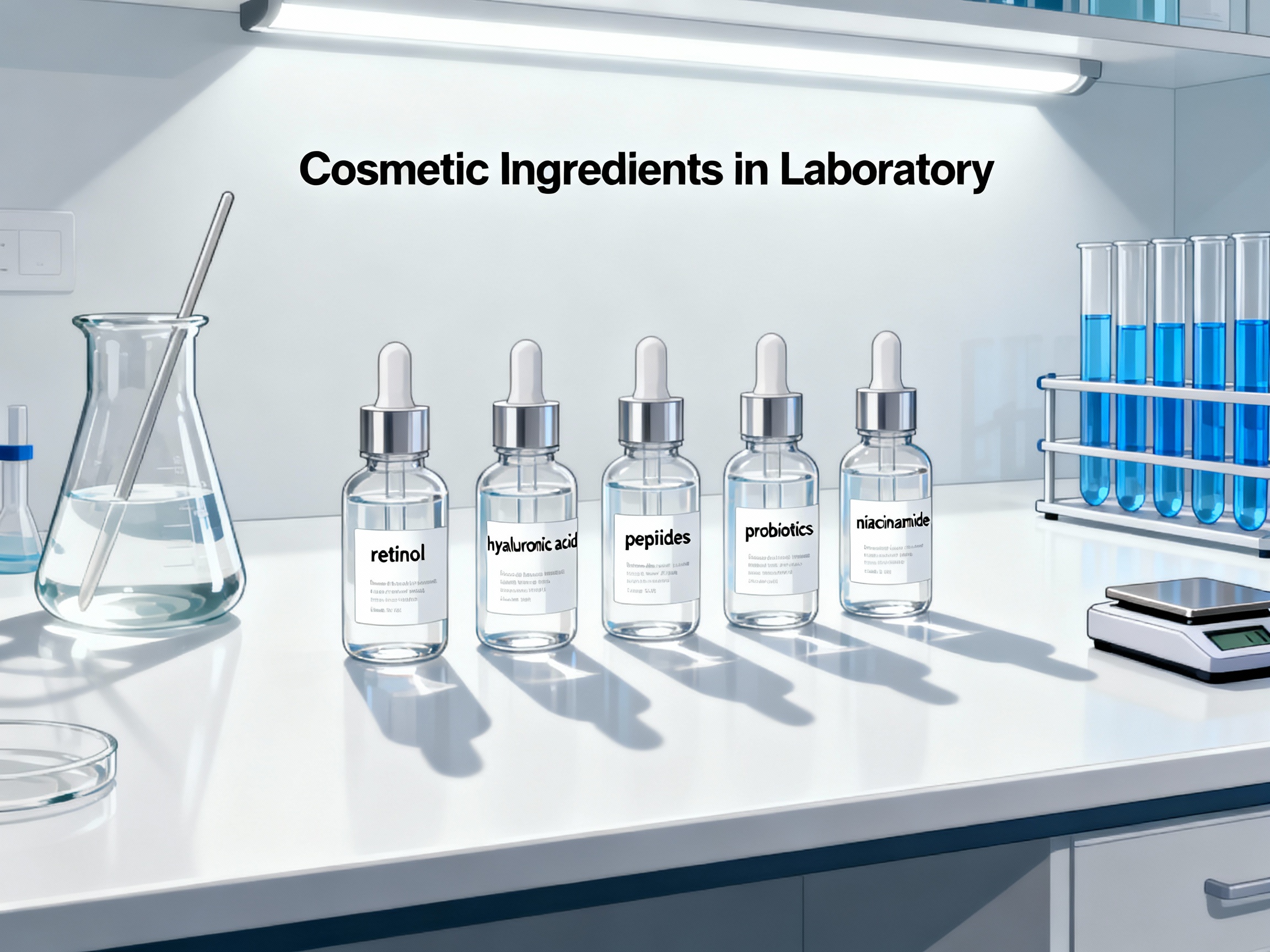 Ingrédients cosmétiques innovants - Rétinol acide hyaluronique peptides probiotiques niacinamide beauté