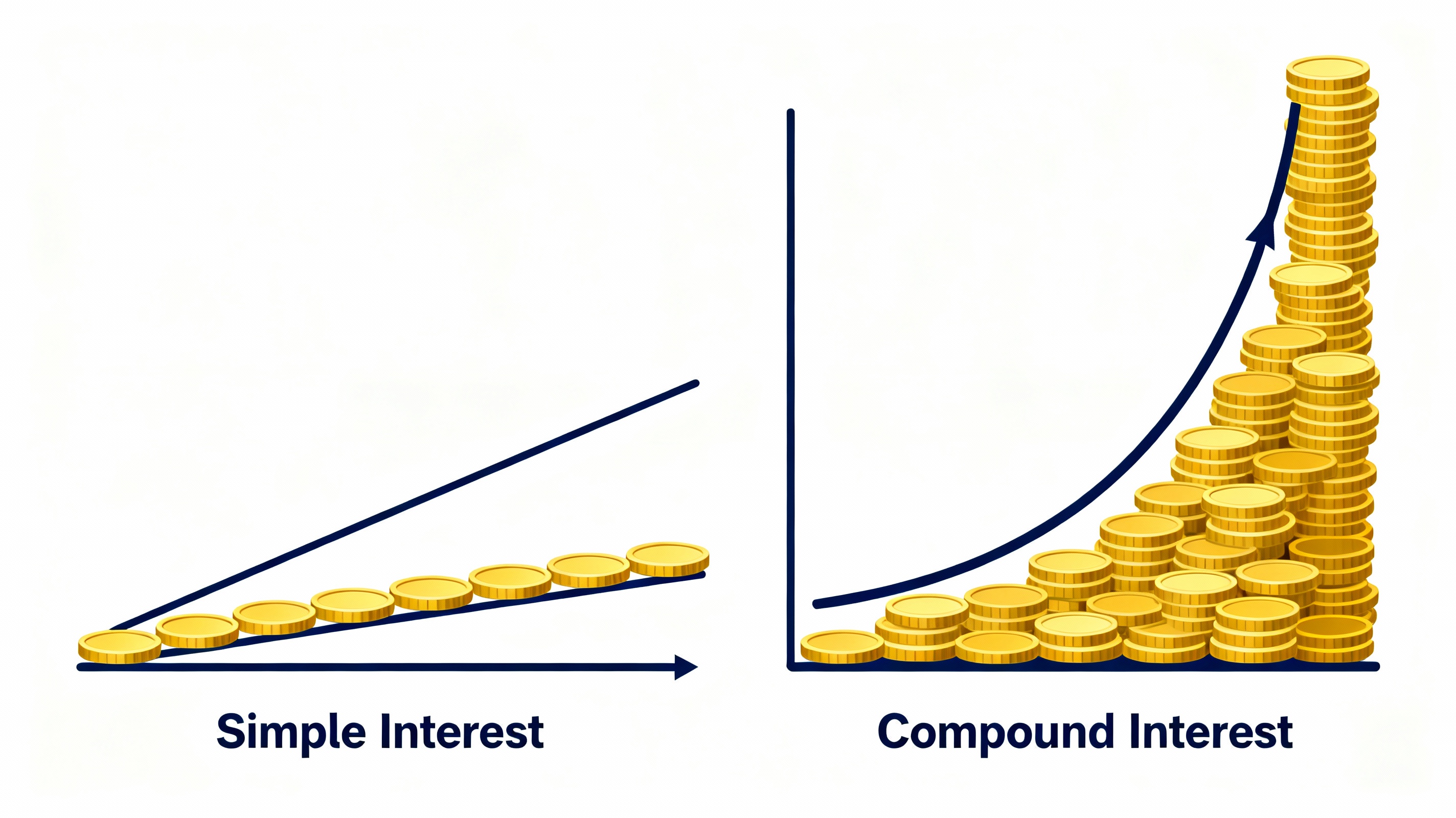 Gráfico comparativo Juros Simples vs Compostos - Crescimento Linear vs Exponencial