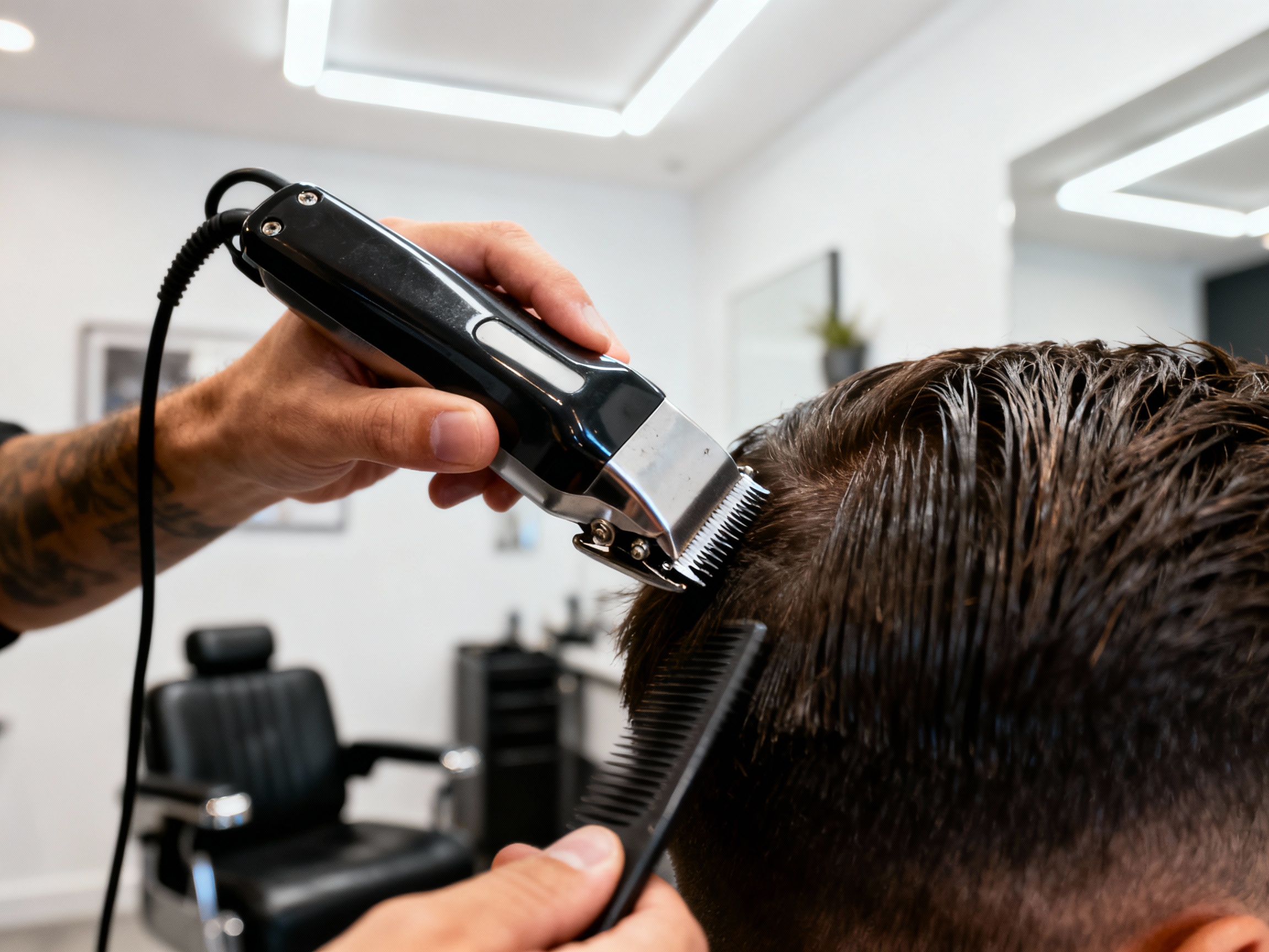 Expert barber providing precision haircut