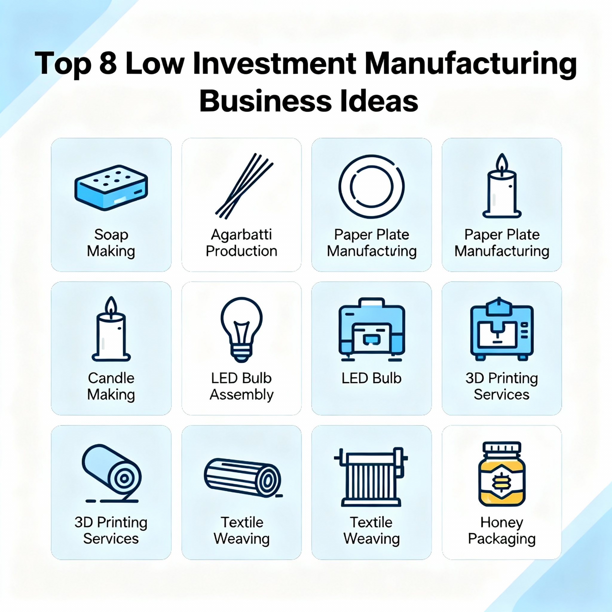 Best Low Investment Manufacturing Business Ideas 2025 | Beginners Guide 4 Low cost manufacturing ideas for 2025